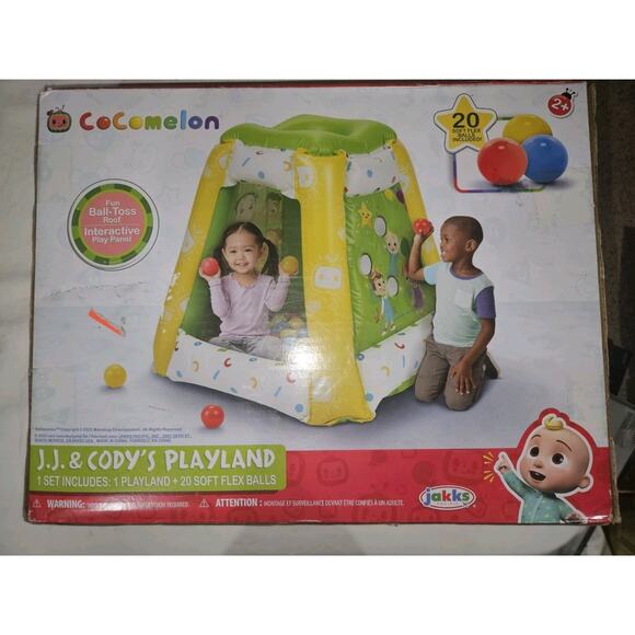 NEW CoComelon J.J. & Cody's Inflatable Playland Ball Pit + 20 Soft Flex Balls - Picture 1 of 2
